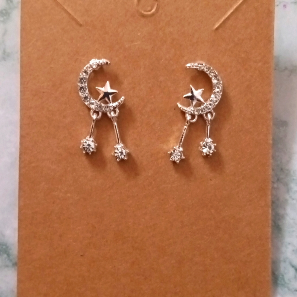 Silvertone Crescent Moon Earrings